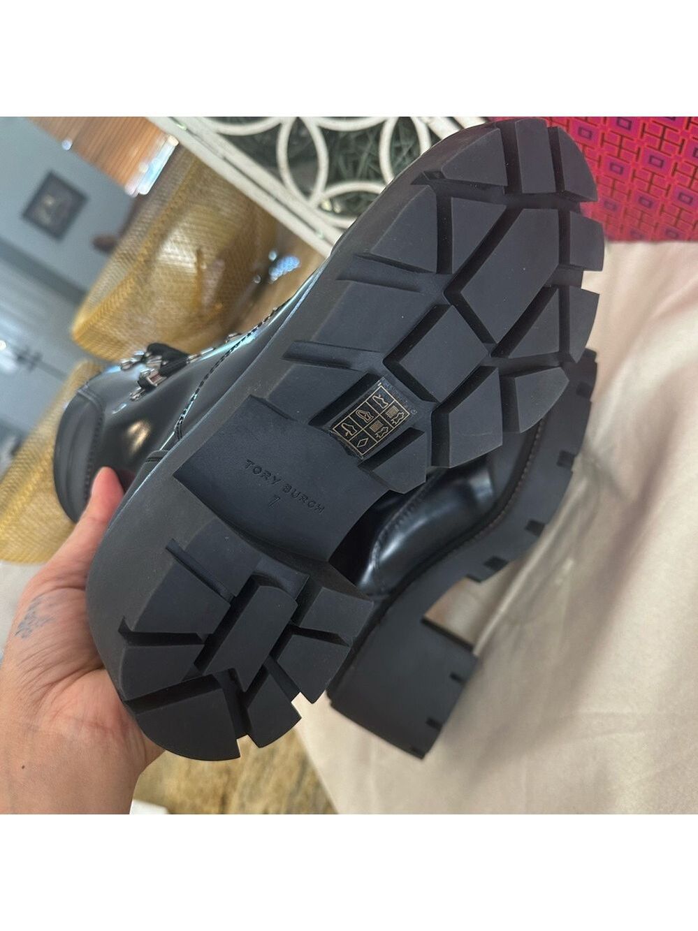 New Tory Burch leather lug solo hiker boots - Picture 5 of 9